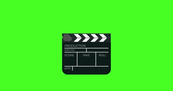 Film Clapperboard Filmproduktion Fotografering Grön Bakgrund Animation — Stockvideo