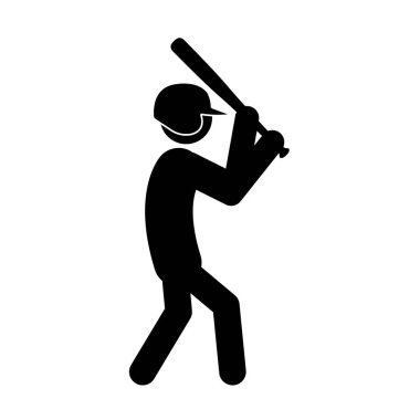 Set of stick figures playing baseball on a white background. Flat style, vector illustration.