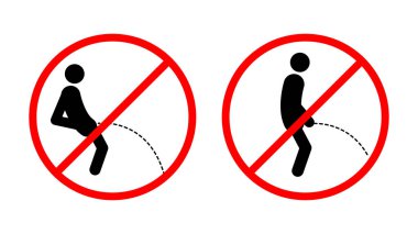 Beyaz arkaplanda çiş işareti yok, düz vektör illüstrasyonu.