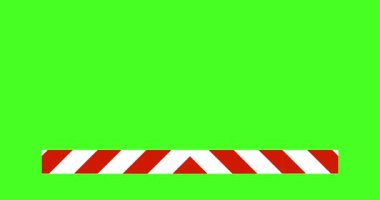 Animasyon kırmızı ve beyaz uyarı şeridi, içe doğru hareket ediyor. Alfa kanallı düz 4K canlandırma.