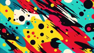 2d çizgi film animasyonlu çizgi roman tarzı düz döngü soyut arka plan canlı renkler, dinamik patlamalar aksiyon sahneleri, hareket grafikleri ve eğlenceli çizgi film tanıtımları için mükemmel..