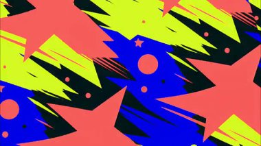 2d çizgi film animasyonlu çizgi roman tarzı düz döngü soyut arka plan canlı renkler, dinamik patlamalar aksiyon sahneleri, hareket grafikleri ve eğlenceli çizgi film tanıtımları için mükemmel..