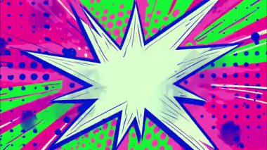 2d çizgi film animasyonlu çizgi roman tarzı düz döngü soyut arka plan canlı renkler, dinamik patlamalar aksiyon sahneleri, hareket grafikleri ve eğlenceli çizgi film tanıtımları için mükemmel..