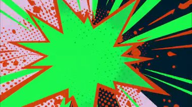 2d çizgi film animasyonlu çizgi roman tarzı düz döngü soyut arka plan canlı renkler, dinamik patlamalar aksiyon sahneleri, hareket grafikleri ve eğlenceli çizgi film tanıtımları için mükemmel..