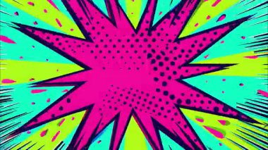 2d çizgi film animasyonlu çizgi roman tarzı düz döngü soyut arka plan canlı renkler, dinamik patlamalar aksiyon sahneleri, hareket grafikleri ve eğlenceli çizgi film tanıtımları için mükemmel..