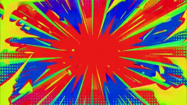 2d çizgi film animasyonlu çizgi roman tarzı düz döngü soyut arka plan canlı renkler, dinamik patlamalar aksiyon sahneleri, hareket grafikleri ve eğlenceli çizgi film tanıtımları için mükemmel..