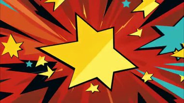 2d çizgi film animasyonlu çizgi roman tarzı düz döngü soyut arka plan canlı renkler, dinamik patlamalar aksiyon sahneleri, hareket grafikleri ve eğlenceli çizgi film tanıtımları için mükemmel..