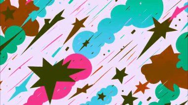 2d çizgi film animasyonlu çizgi roman tarzı düz döngü soyut arka plan canlı renkler, dinamik patlamalar aksiyon sahneleri, hareket grafikleri ve eğlenceli çizgi film tanıtımları için mükemmel..