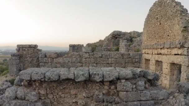 Luftaufnahmen Der Antiken Stadt Silyon Der Region Antalya Türkei — Stockvideo