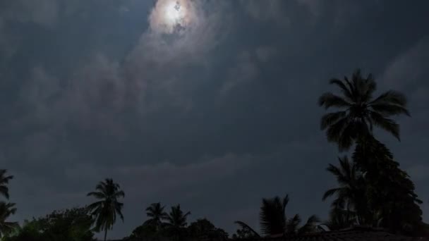 Regen Bewolking Sri Lanka Nacht Timelapse Een Volle Maan — Stockvideo