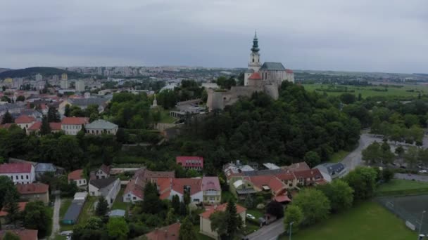 Légi Felvételek Nyitra Kastélyról Vár Magja Szent Emmeram Katedrális Szlovákia — Stock videók