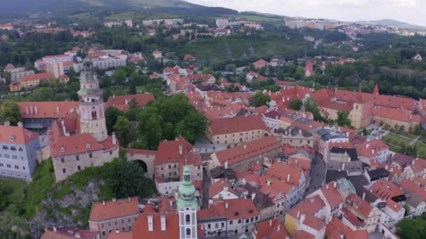 Çek Cumhuriyeti Cesky Krumlov Şatosu Olan Masal Kasabasının Güzel Evlerin — Stok video