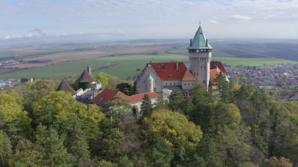 Съемка Воздушного Дрона Смоленицкого Града Словакия — стоковое видео