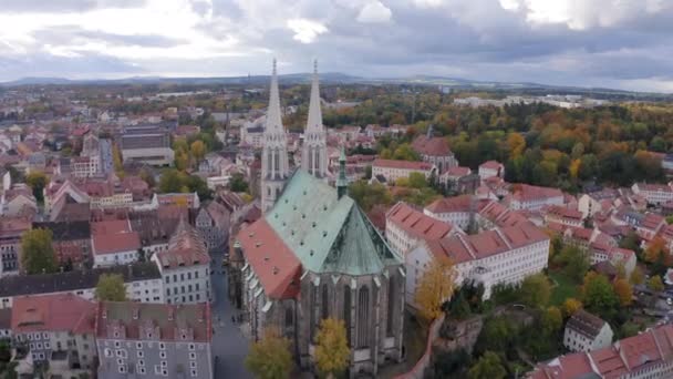Les Images Colorées Automne Gorlitz Avec Église Saint Pierre Paul — Video