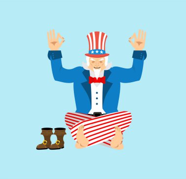 Sam Amca yogası. Man yogi izole edildi. Sam Amca rahatlama ve meditasyon.