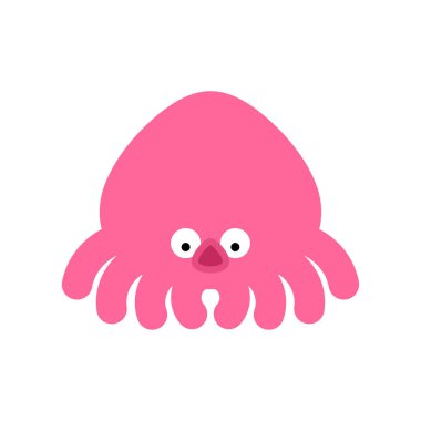 Ahtapot şirin çizgi film izole edildi. Küçük lapa. Vektör illüstrasyonu