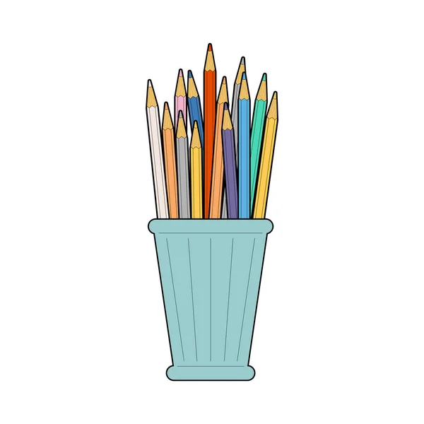 笔架和铅笔分离 有色铅笔的罐子 — 图库矢量图片