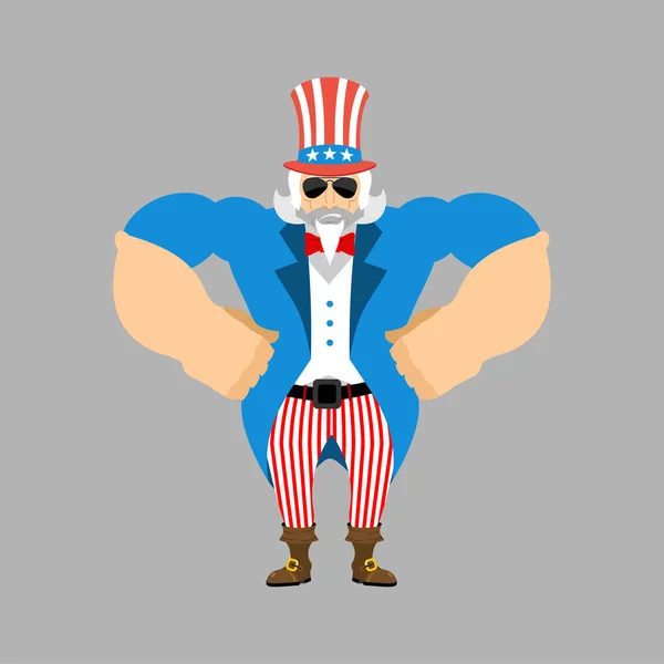 Uncle Sam Strong Cool Serieus Uncle Sam Rookt Sigaar Emoji — Stockvector