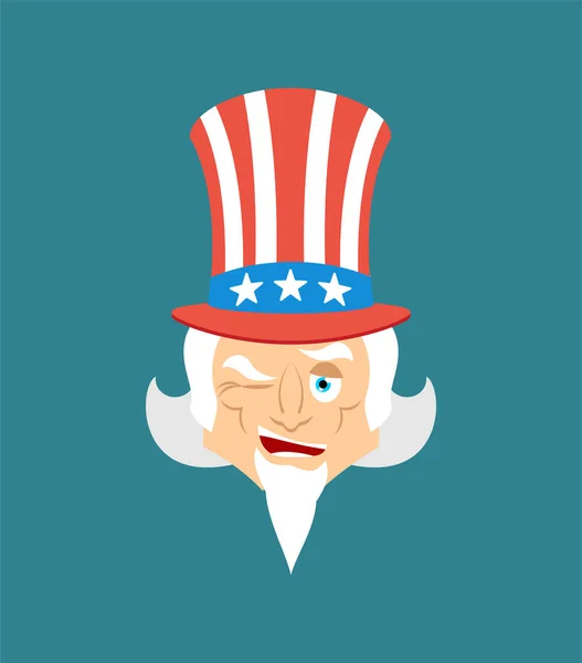 Uncle Sam Winks Man Happy Emoji Uncle Sam Vector Illustration — Stock Vector
