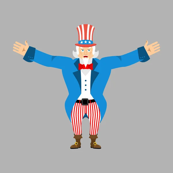 Uncle Sam Happy Man Merry Emotions Uncle Sam Joyful Vector — Stock Vector