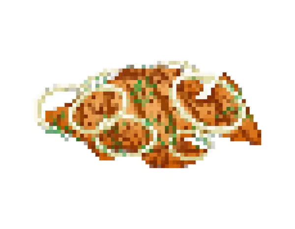 Fried Fish Pixel Art Bit Fried Perch Vector Illustration — Stock Vector