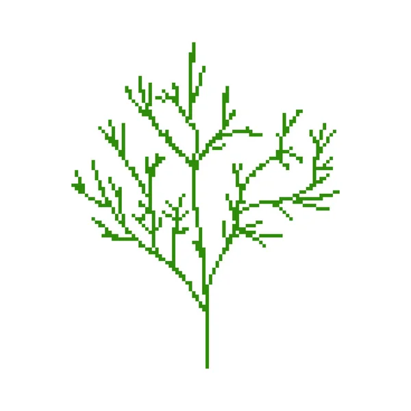 Pixel Art Branché Herbe Épicée Bits Pour Nourriture Pixelated Aneth — Image vectorielle