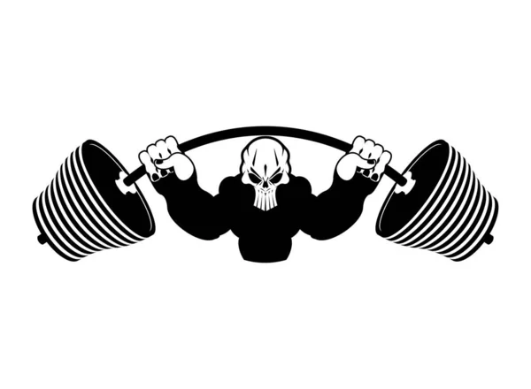 Skull Barbell Gym Hardcore Training Sign Vector Illustration — Stock Vector