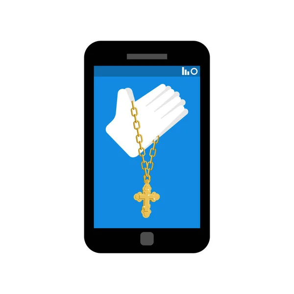Oración Línea Misa Internet Confesión Web Confiesa Smartphone Concepto Religión — Archivo Imágenes Vectoriales