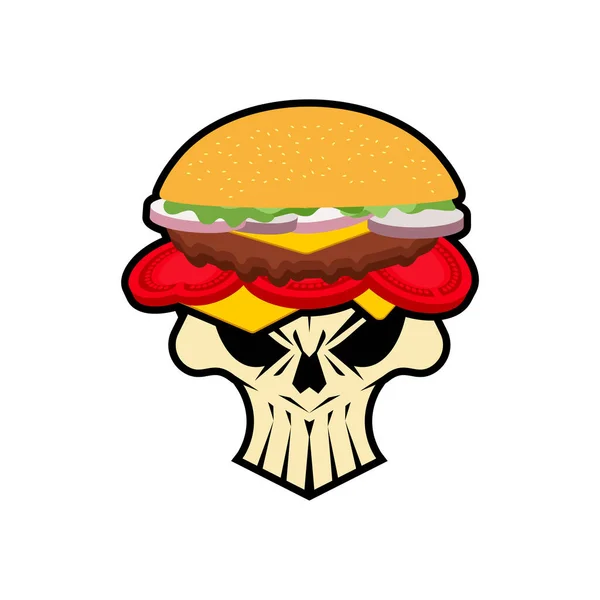 Hambúrguer Crânio Comida Nociva Não Saudável Fast Food —  Vetores de Stock