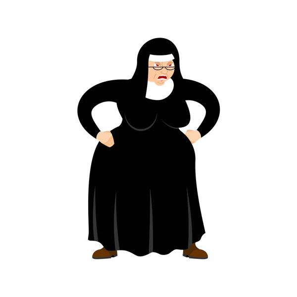Wściekła Zakonnica Zła Święta Siostro Ilustracja Wektora — Wektor stockowy