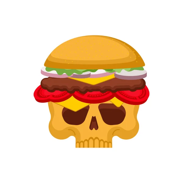 Kafatası Burgeri Zararlı Yiyecekler Sağlıklı Fast Food Değil — Stok Vektör