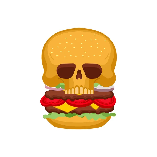 骷髅汉堡有害的食物 不健康的快餐 — 图库矢量图片