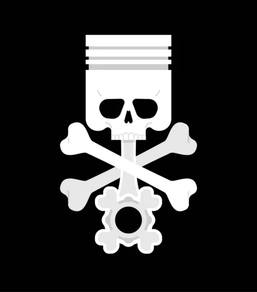 オートバイクラブのピストン頭蓋骨の紋章 ピストンスケルトンサインバイカークラブ — ストックベクタ