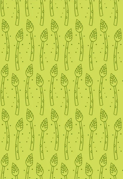 Modèle Bouquet Asperges Sans Couture Herbe Fond Comestible Texture Vectorielle — Image vectorielle