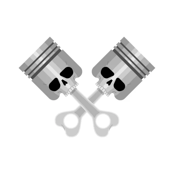 Piston Skull Emblem Motorcycle Club Piston Skeleton Sign Biker Club — Stock Vector