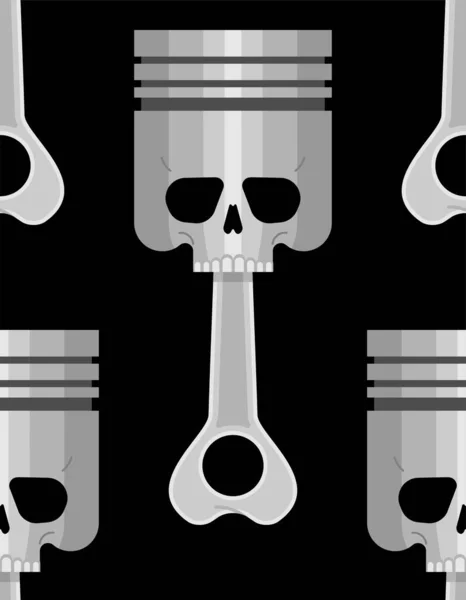 オートバイクラブのピストン頭蓋骨の背景 ピストンスケルトンパターン バイカークラブ — ストックベクタ