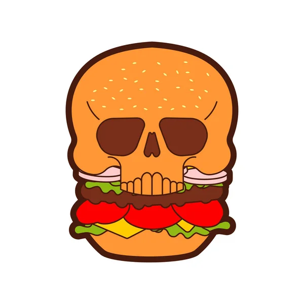 Koponya Burger Káros Étel Egészségtelen Gyorskaja — Stock Vector