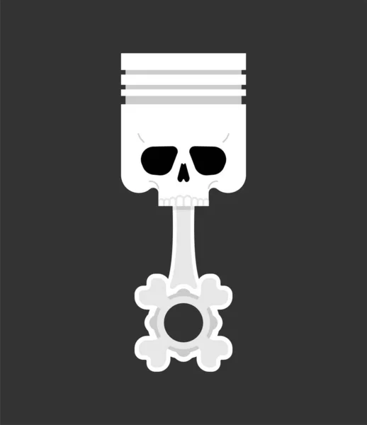 Cráneo Pistón Emblema Del Club Motos Pistón Esqueleto Signo Motociclista — Vector de stock