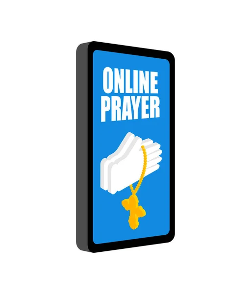 Oração Online Missa Internet Confissão Web Confesse Smartphone Conceito Religião —  Vetores de Stock