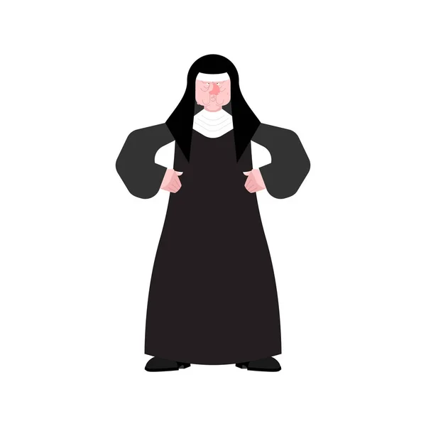 生气的修女 邪恶的圣妹矢量说明 — 图库矢量图片