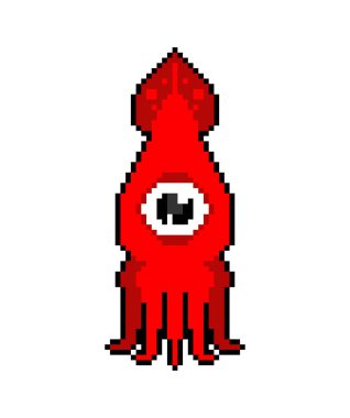 Kalamar pikseli sanatı. 8 bit sefalopod deniz hayvanı. pixelated illüstrasyon
