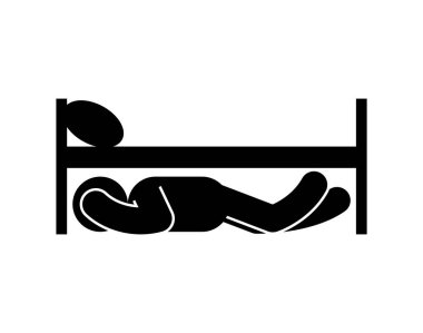 Yatağın altında saklanan adam. panik işareti