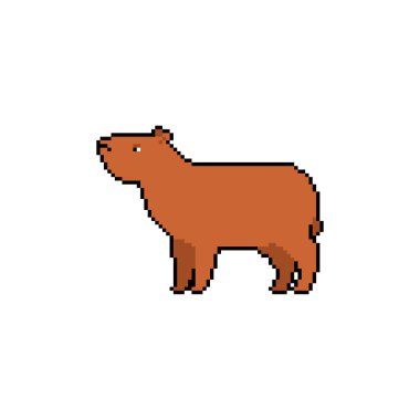 Capybara Pixel sanatı. 8 bitlik kobay faresi. pixelated Vektör illüstrasyonu