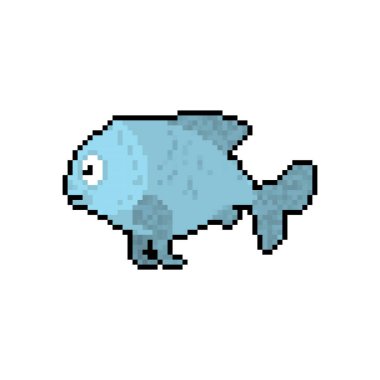 Balık pikseli sanatı. 8 bit sazan balığı. pixelated Vektör illüstrasyonu