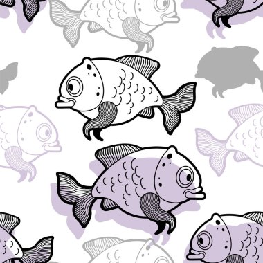 Balık deseni pürüzsüz. Sazan arka planı. Balıklar Bebek kumaşı dokusu