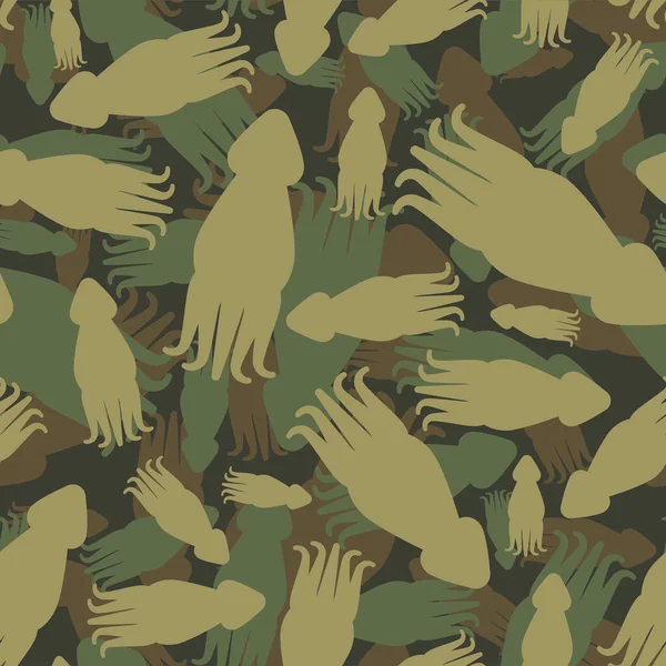 Tintenfisch Armee Muster Nahtlos Militärische Kopffüßer Marinen Tierischen Hintergrund Schützende — Stockvektor