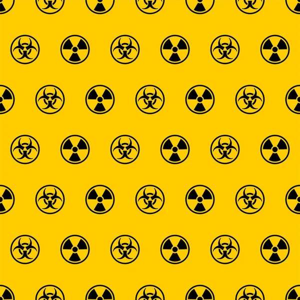 Risco Biológico Padrão Resíduos Radioativos Sem Costura Sinais Perigo Biológico — Vetor de Stock