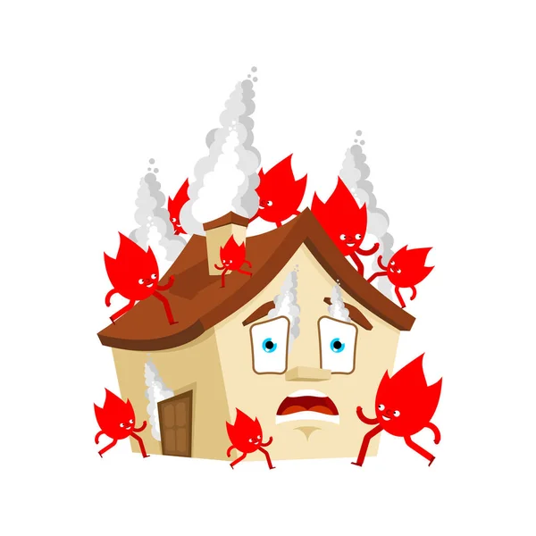House Fire Cartoon Style Fire Run House — Stock Vector