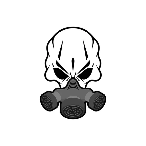 マスクのバイオハザードスカル 化学保護ヘルメットの頭蓋骨 黙示録のサインを 黙示録的なアイコン — ストックベクタ