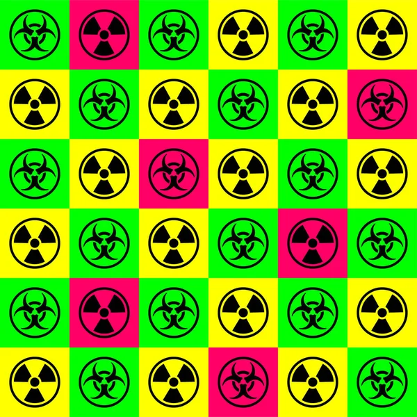 Biohazard Radioactive Waste Pattern Seamless Biohazard Sign Nuclear Danger Background — Stock Vector